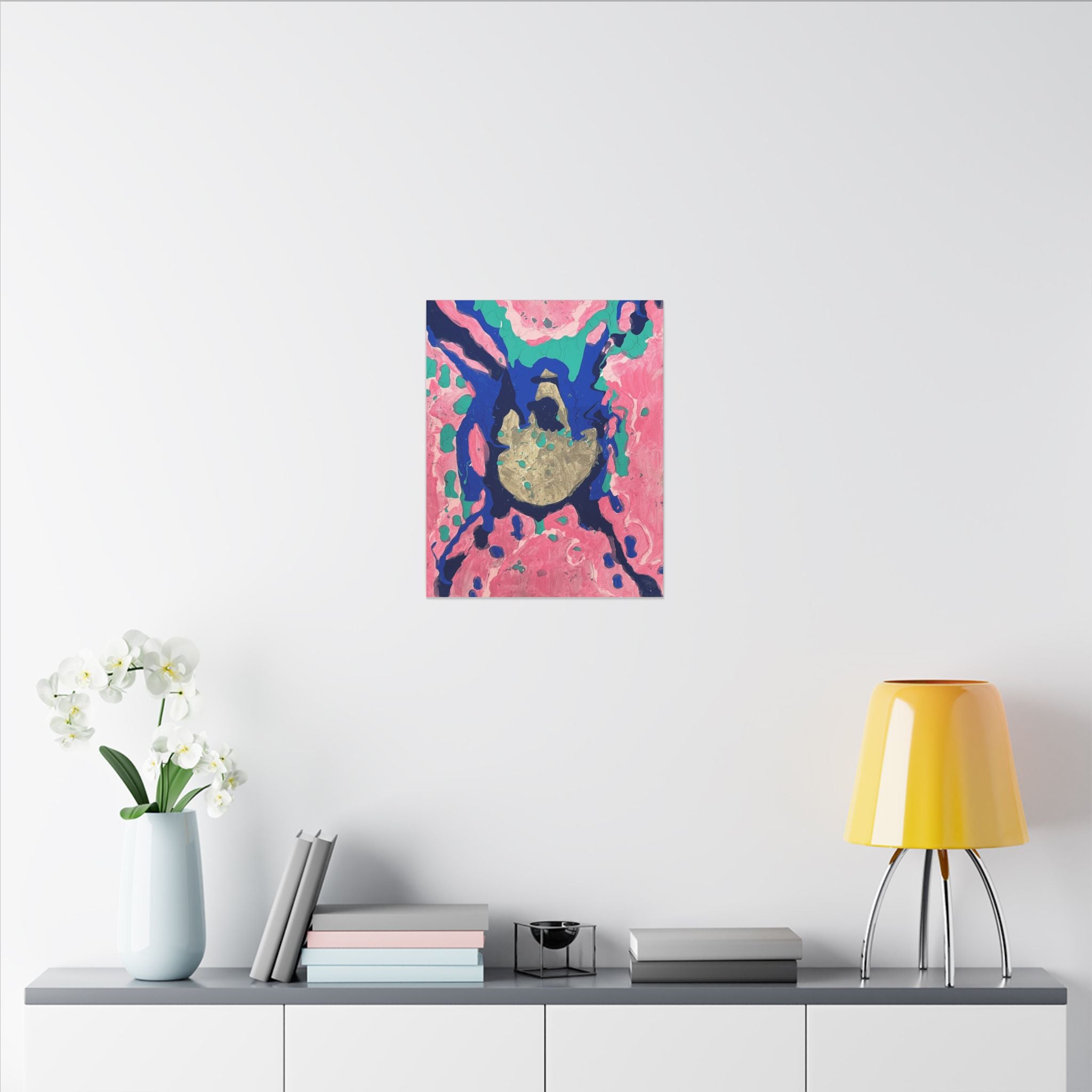 Abstract Pink & Blue Matte Canvas Art — Stretched Wall Decor