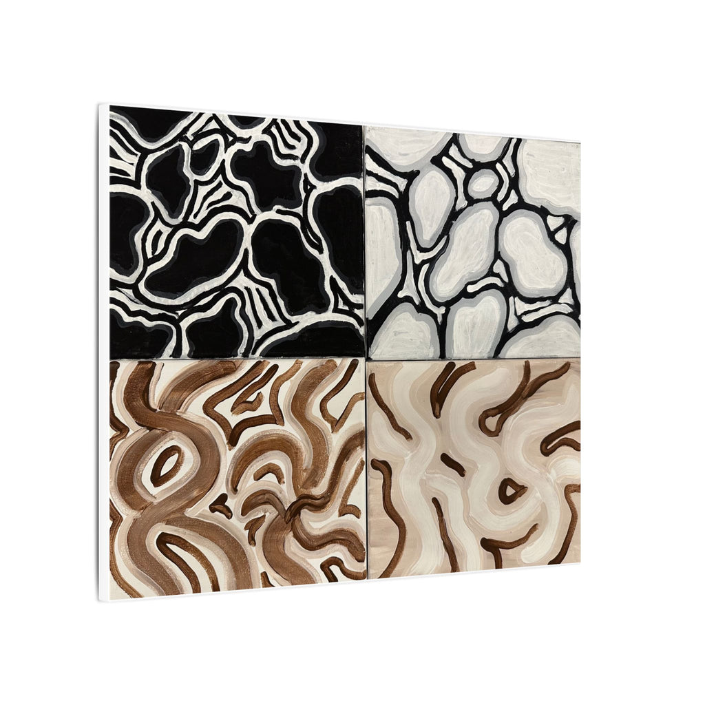 Neutral Abstract Black White Brown Tan Matte Canvas Print