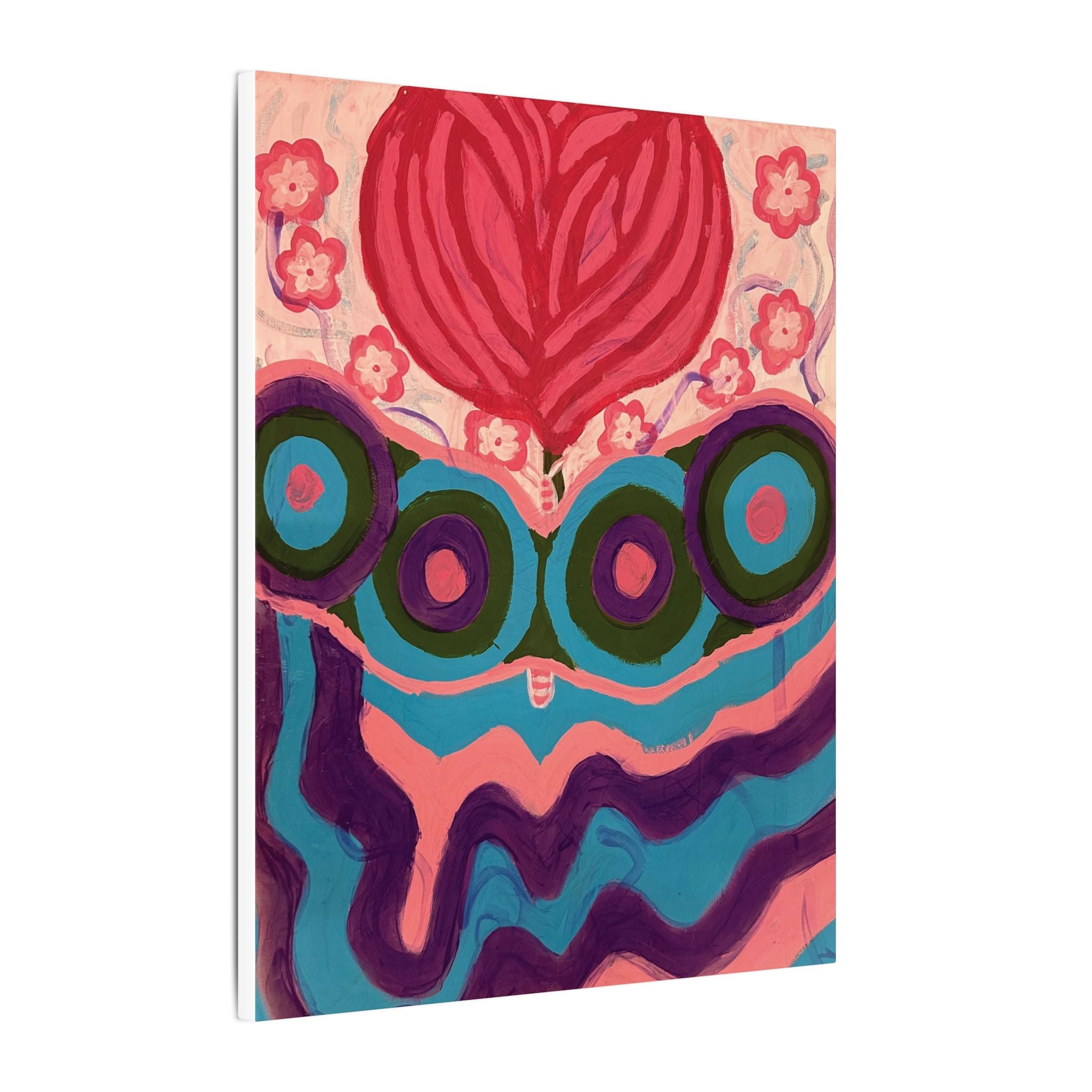 Floral Butterfly Abstract Pink & Blue Matte Canvas Print