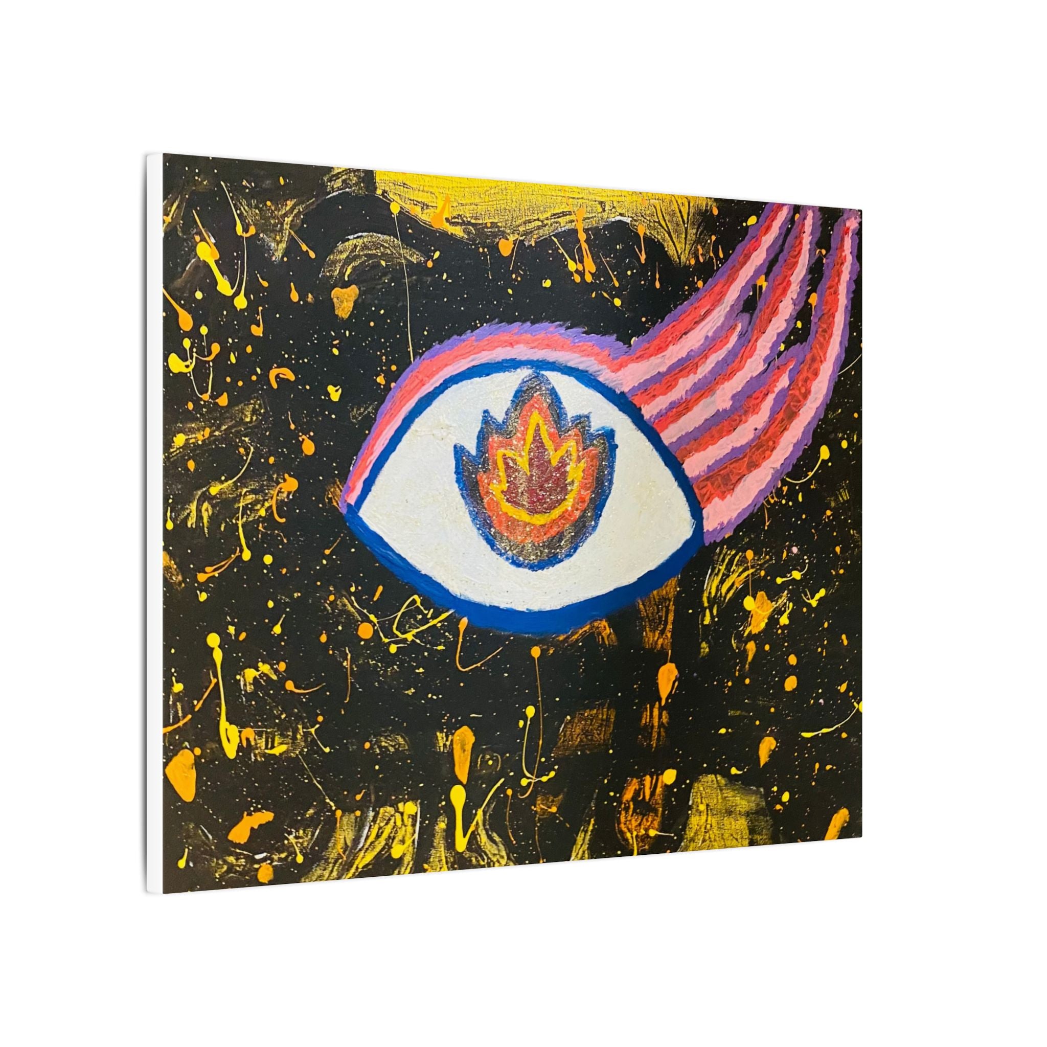 Abstract Eye Flame Matte Canvas Wall Art — Surreal Colorful Stretched Canvas