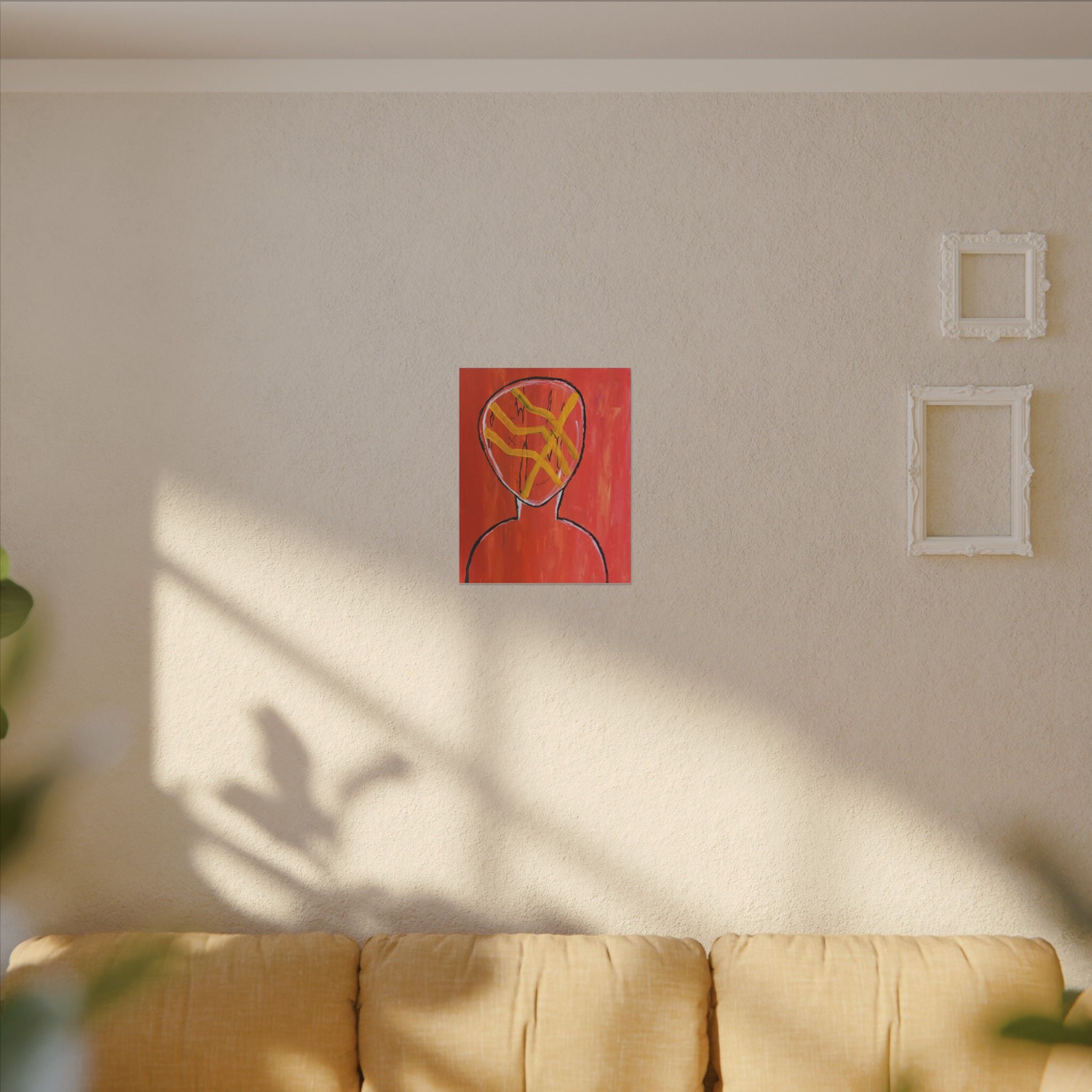 Abstract Red Figure Canvas Wall Art — Modern Expressionist Portrait