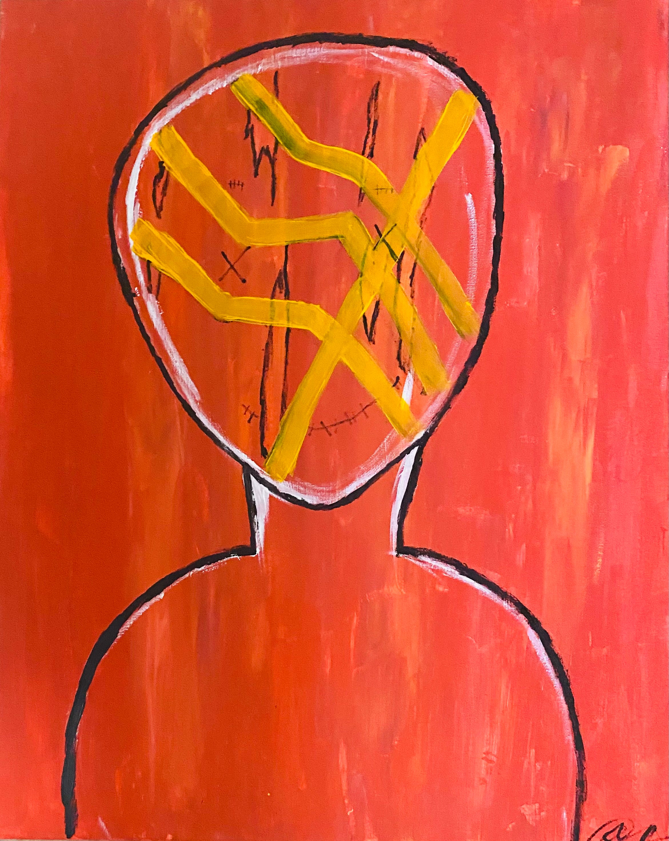 Abstract Red Figure Canvas Wall Art — Modern Expressionist Portrait