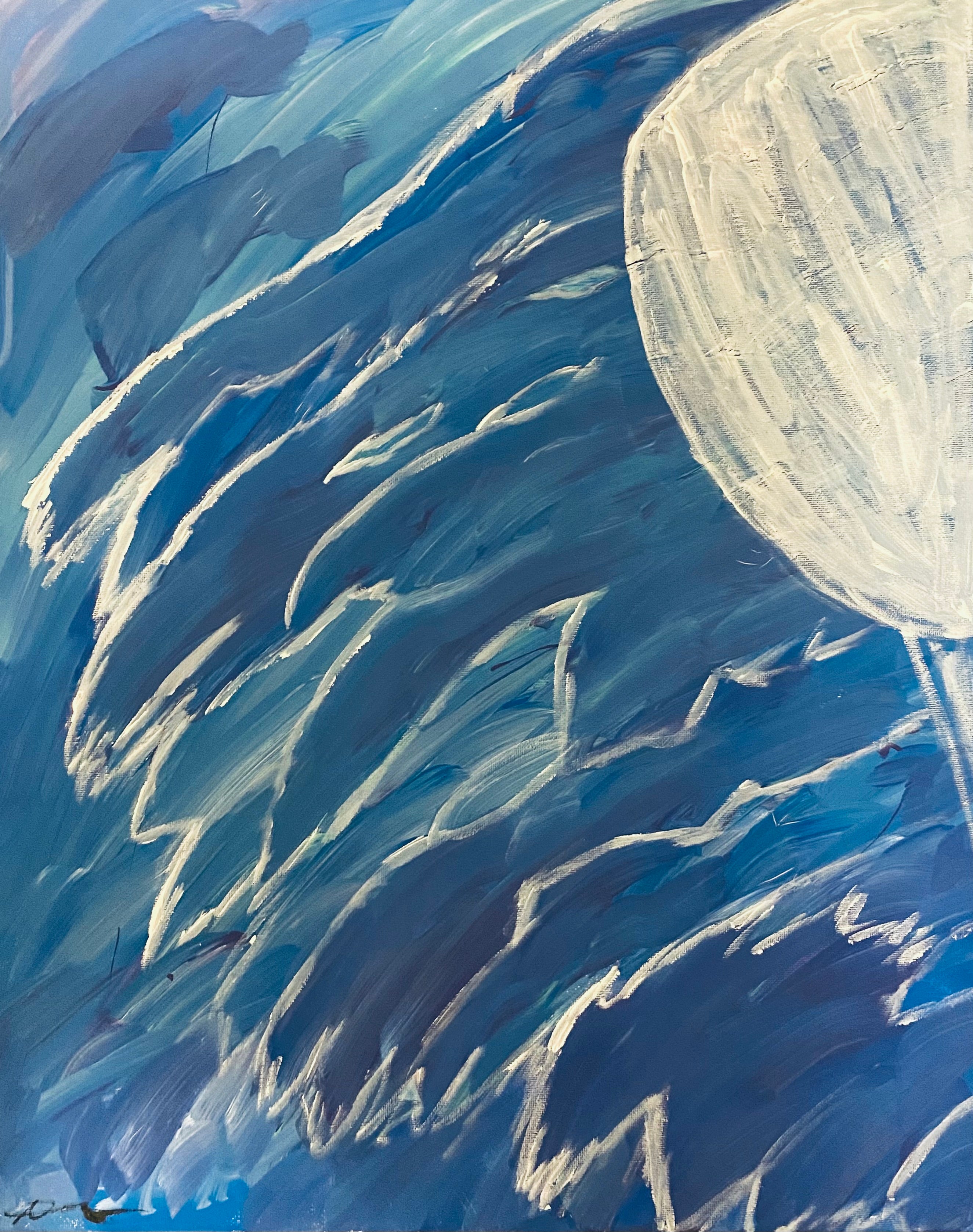 Abstract Ocean Waves Matte Canvas Print — Blue Sea Moon Wall Art