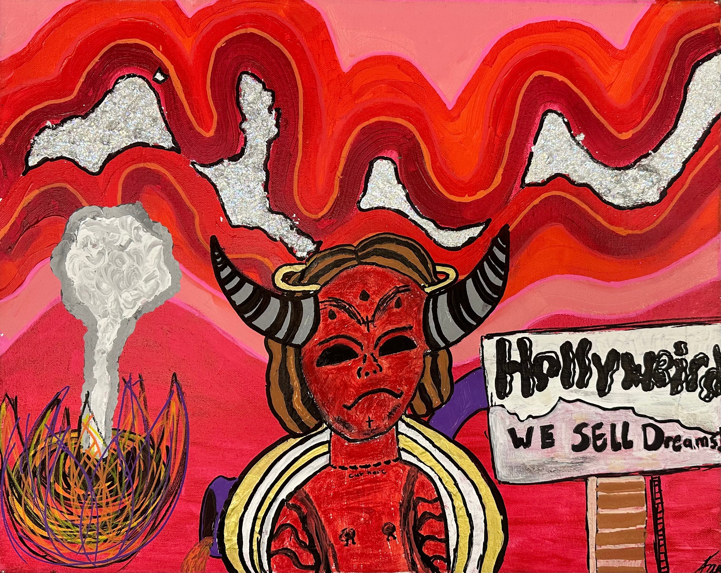 Surreal Devil Canvas Wall Art — "Hollyweird: We Sell Dreams" Matte Stretched Print