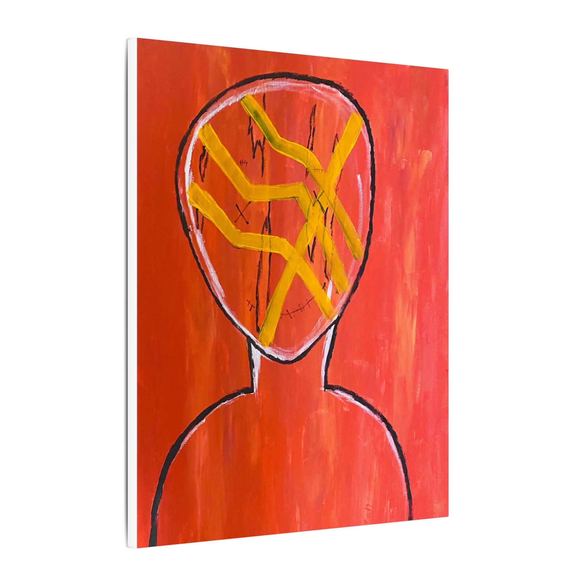 Abstract Red Figure Canvas Wall Art — Modern Expressionist Portrait