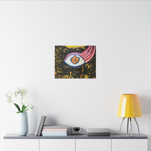 Abstract Eye Flame Matte Canvas Wall Art — Surreal Colorful Stretched Canvas