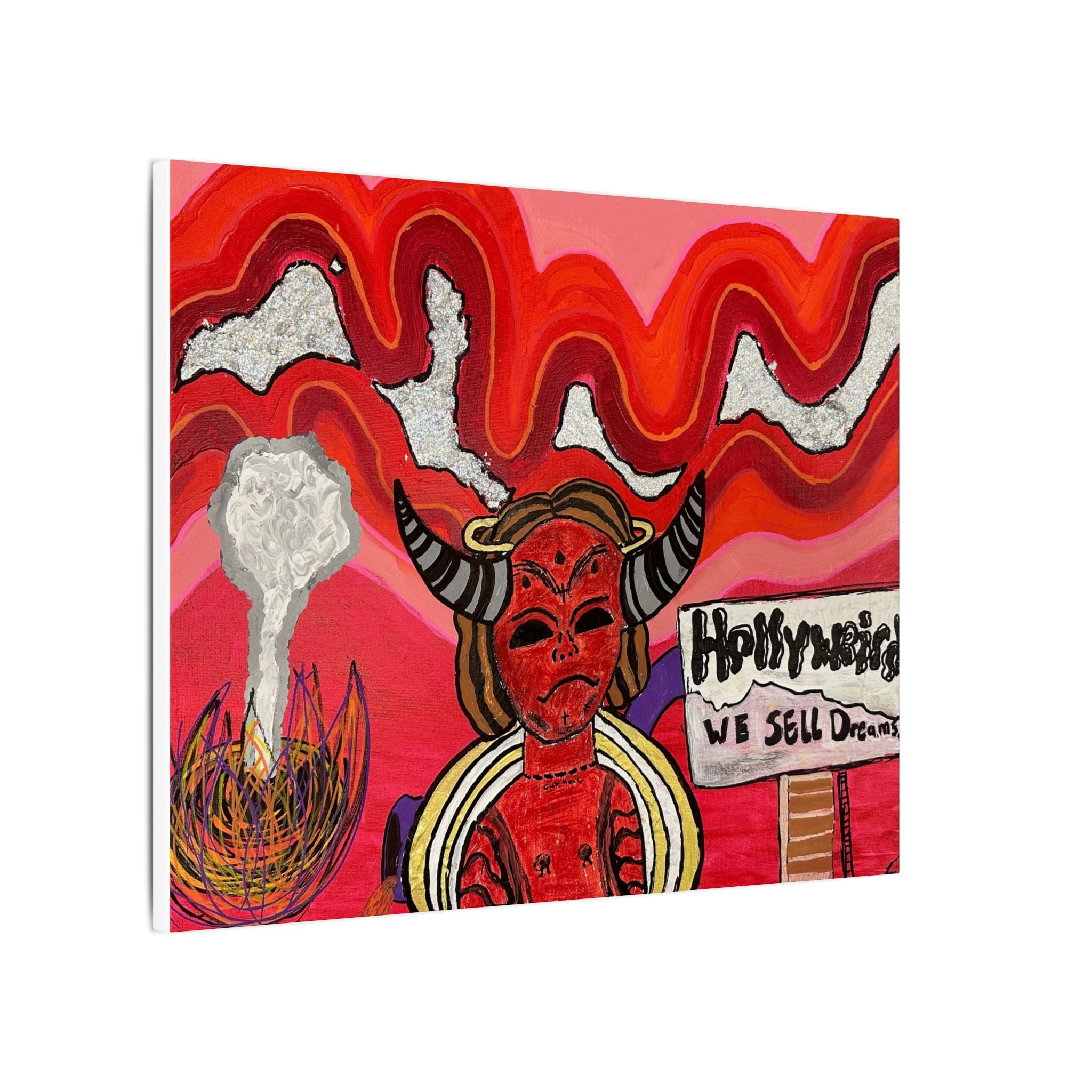 Surreal Devil Canvas Wall Art — "Hollyweird: We Sell Dreams" Matte Stretched Print