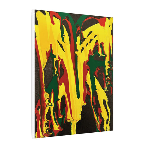 Abstract Rasta Drip Matte Canvas Wall Art — Vibrant Yellow, Red & Green Painting