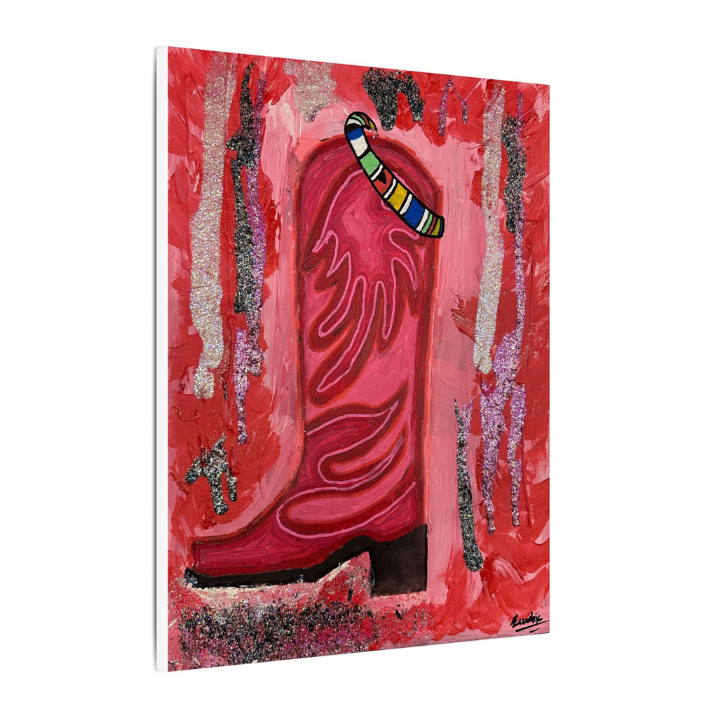 Pink and Red Cowboy Boot Matte Canvas