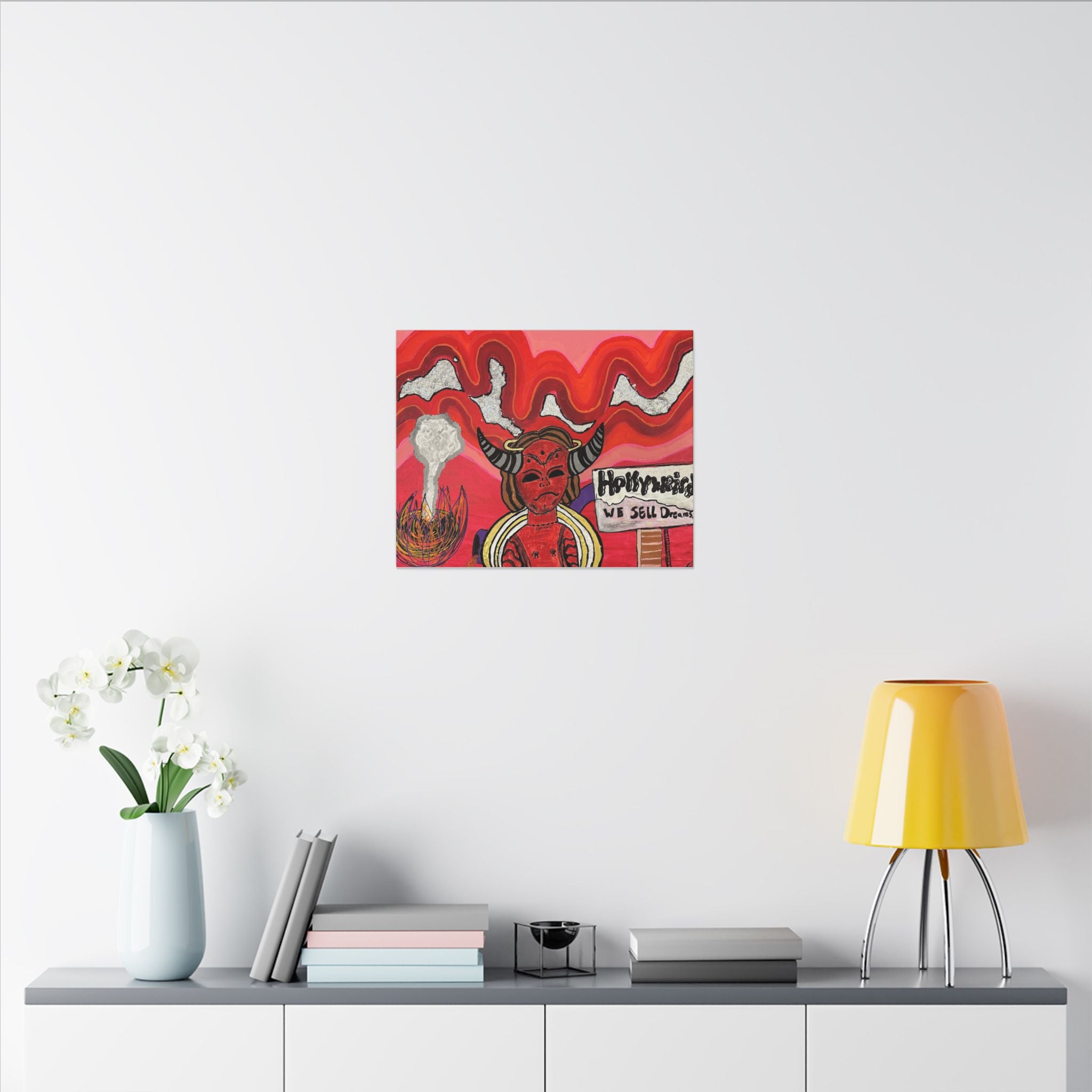 Surreal Devil Canvas Wall Art — "Hollyweird: We Sell Dreams" Matte Stretched Print