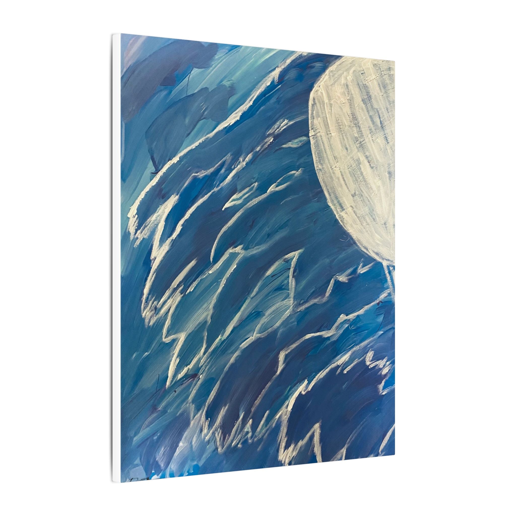 Abstract Ocean Waves Matte Canvas Print — Blue Sea Moon Wall Art